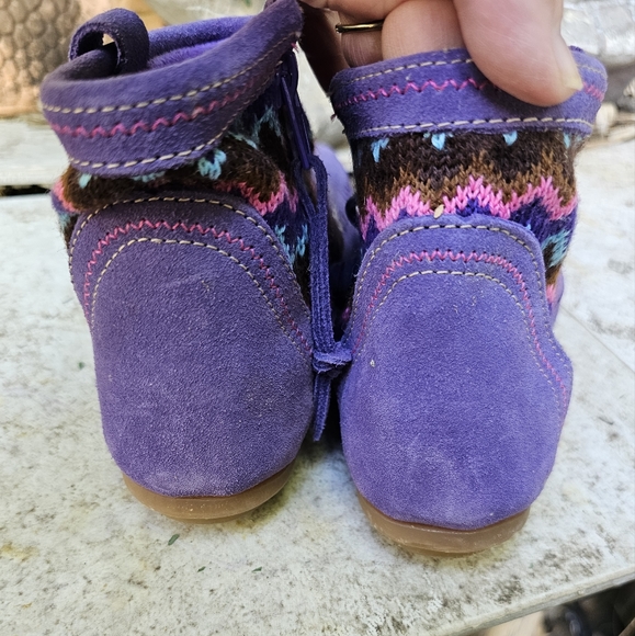 MINNIETONKA Purple & Multi Color Moccasin Shoe Kids Sz 3 - Picture 4 of 8